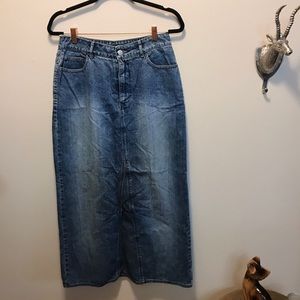 90s Vintage Denim Maxi Skirt